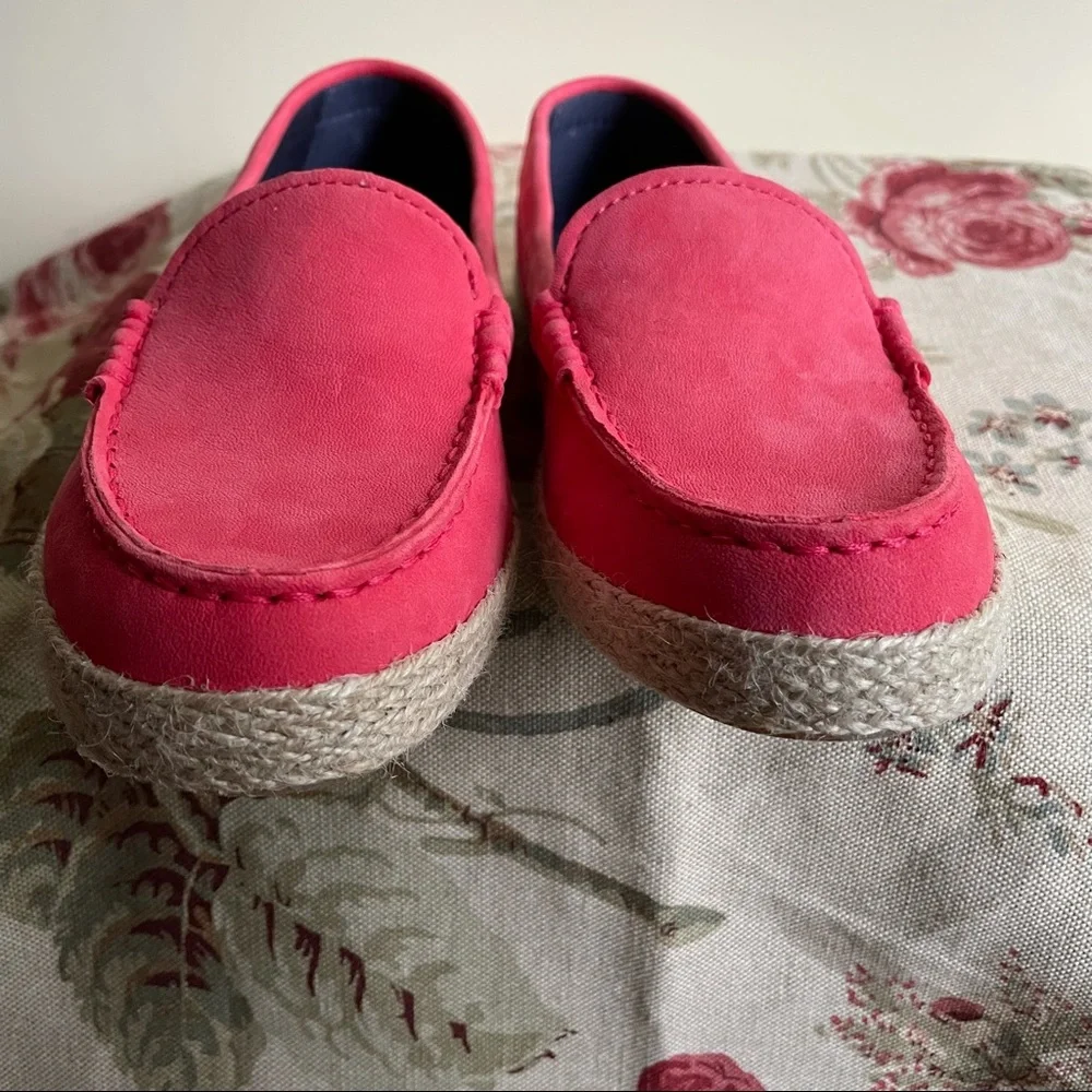 Cole Haan Nantucket Jute Espadrille Coral Pink Teaberry Loafer Shoes NEW